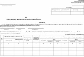 Обложка для материала Акт інвентаризації дорогоцінних металів та виробів з них (форма № інв-8)