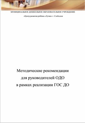 Обложка для материала Методические рекомендации для руководителей ОДО  в рамках реализации ГОС ДО