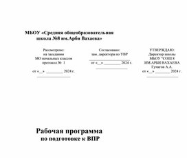 Рабочая программа по русскому языку и математике для работы с детьми "группы риска" по итогам ВПР.