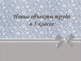 Презентация по технологии "Новые объекты труда", 5 класс