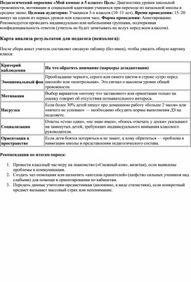 Обложка для материала Педагогический опросник «Мой компас в 5 классе»