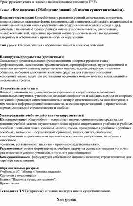 Урок русского языка в 3 классе с использованием элементов ТРИЗ