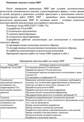 Обложка для материала Основные задачи и этапы ОКР