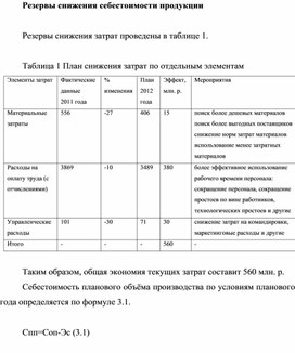 Обложка для материала Резервы снижения себестоимости продукции