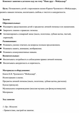 Обложка для материала Конспект занятия в детском саду Наш друг - Мойдодыр