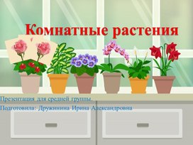 Обложка для материала Презентация для средней группы "Комнатные растения"