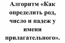 Обложка для материала Алгоритм "Как определить род, число и падеж у имён прилагательных".