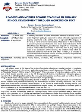 READING AND MOTHER TONGUE TEACHING IN PRIMARY SCHOOL DEVELOPMENT THROUGH WORKING ON TEXT
