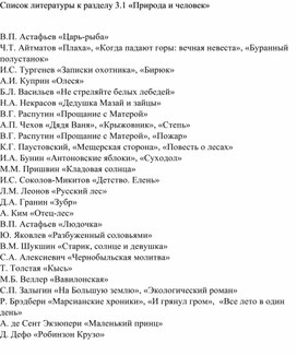 Обложка для материала Список литературы к разделу 3.1 "Природа и человек"