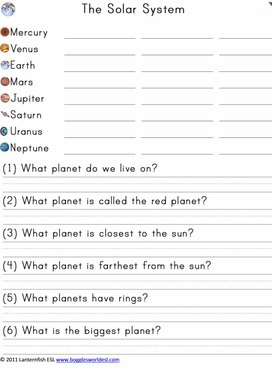 Пример задания по английскому языку о солнечной системе ко  Дню Космонавтики.