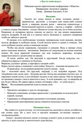 Обложка для материала Исследовательская работа " Лук от семи недуг"