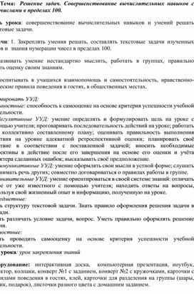 Обложка для материала Урок математики с элементами финансовой грамотности 2 класс по теме "Решение задач. Совершенствование вычислительных навыков с числами в пределах 100"