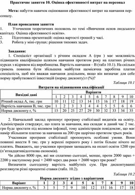 Обложка для материала Практичне заняття 10. Оцінка ефективності витрат на персонал