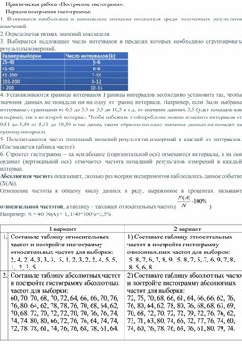 Обложка для материала Практическая работа в 7 классе по вероятности "Построение гистограмм"о