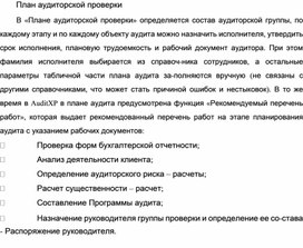 Обложка для материала План аудиторской проверки