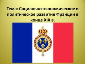 Презентация по Всеобщей истории на тему: "Социально-экономическое и политическое развитие Франции в конце XIX в."