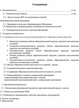 Рабочая программа по развитию детей старшей  группы комбинированной направленности