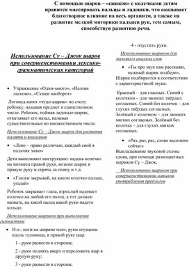 Обложка для материала Использование Су – Джок шаров при совершенствовании лексико-грамматических категорий