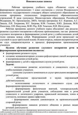 Обложка для материала Программа коррекционной работы по РСВ и ФП 2-ой класс