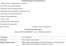 Технологическая карта урока Предмет ОКРУЖАЮЩИЙ МИР    класс 1 (УМК «Школа России»)