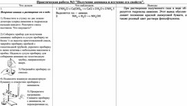 Практическая работа №3 Получение аммиака и изучение его свойств