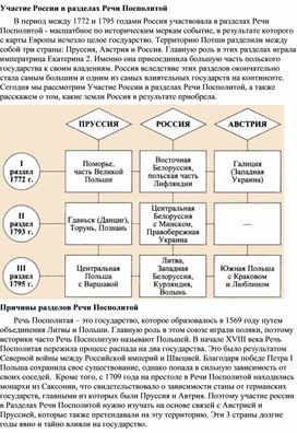 Разделы речи посполитой презентация 8 класс