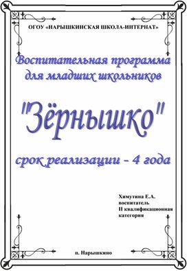 Воспитательная программа для младших школьников школы-интерната