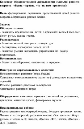 "Весна-красна, что ты нам принесла" (конспект ОД)