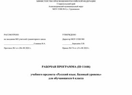 Обложка для материала Рабочая программа по русскому языку 6 класс