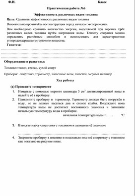 Практическая работа №6 Эффективность различных видов топлива