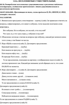 Конспект ТЕМА. НЕСКЛОНЯЕМЫЕ СУЩЕСТВИТЕЛЬНЫЕ.