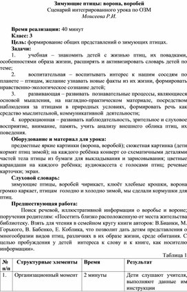Обложка для материала Урок по ОЗМ "Ворона, воробей - зимующие птицы"