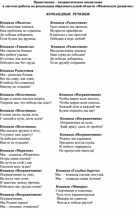 Нравственно – патриотическое воспитание  в системе работы по реализации образовательной области «Физическое развитие»