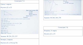 Задания на дистанционное обучение по геометрии (с 30.03 по 03.04)