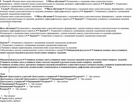 Конспект урока русского языка 5 класс "Падежи имён существительных"