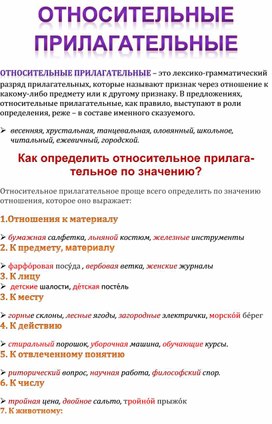 ОТНОСИТЕЛЬНЫЕ ПРИЛАГАТЕЛЬНЫЕ
