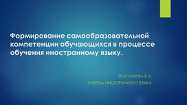 Презентация "Формирование самообразовательной компетенции обучающихся в процессе обучения иностранному языку."