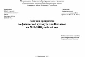 Обложка для материала рабочая программа  8 класс