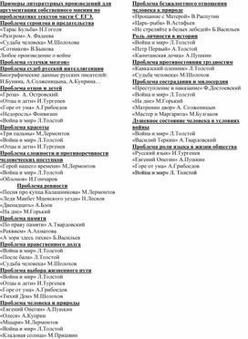 Примеры произведений для аргументации, задание 27 ЕГЭ по русскому языку