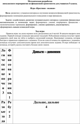 Обложка для материала Игра по финансовой грамотности. Для учащихся 5-х классов.