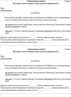 Обложка для материала Лабораторная работа. Изучение клеток кожицы чешуи лука под микроскопом