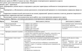 Конспект урока по ИЗО в 5 классе по теме: "Рисование геометрического орнамента в круге"