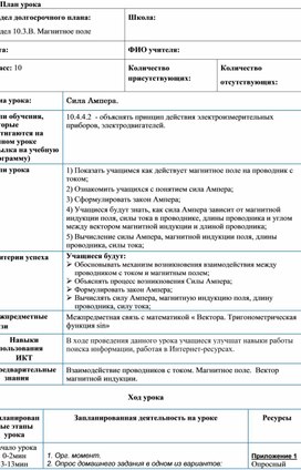 Обложка для материала План Сила Ампера