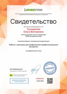 Обложка для материала Работа с чувствами для профилактики профессионального выгорания