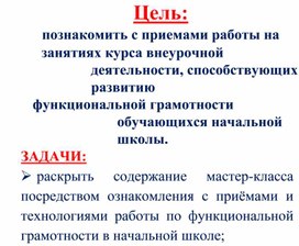 Мастер класс "Формирование функциональной грамотности младших школьников посредством курса внеурочной деятельности".