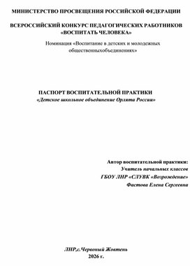 Обложка для материала Паспорт Воспитательной практики