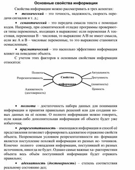 Обложка для материала Основные свойства информации