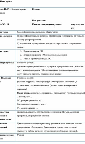Обложка для материала 1_Классификация программного обеспечения_План урока