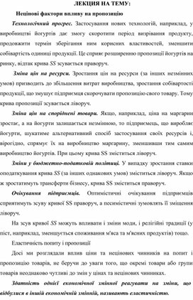 Обложка для материала ЛЕКЦИЯ НА ТЕМУ:    Нецінові фактори впливу на пропозицію