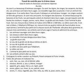 Контрольная работа по французскому языку (4 класс)